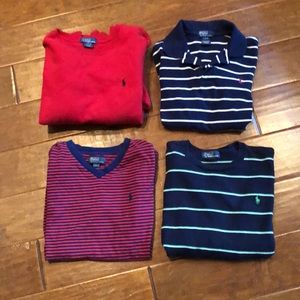 LOT OF 4 All Ralph Lauren POLO Boys L Large 14 16 Tops Sweater Shirt Sweatshirt